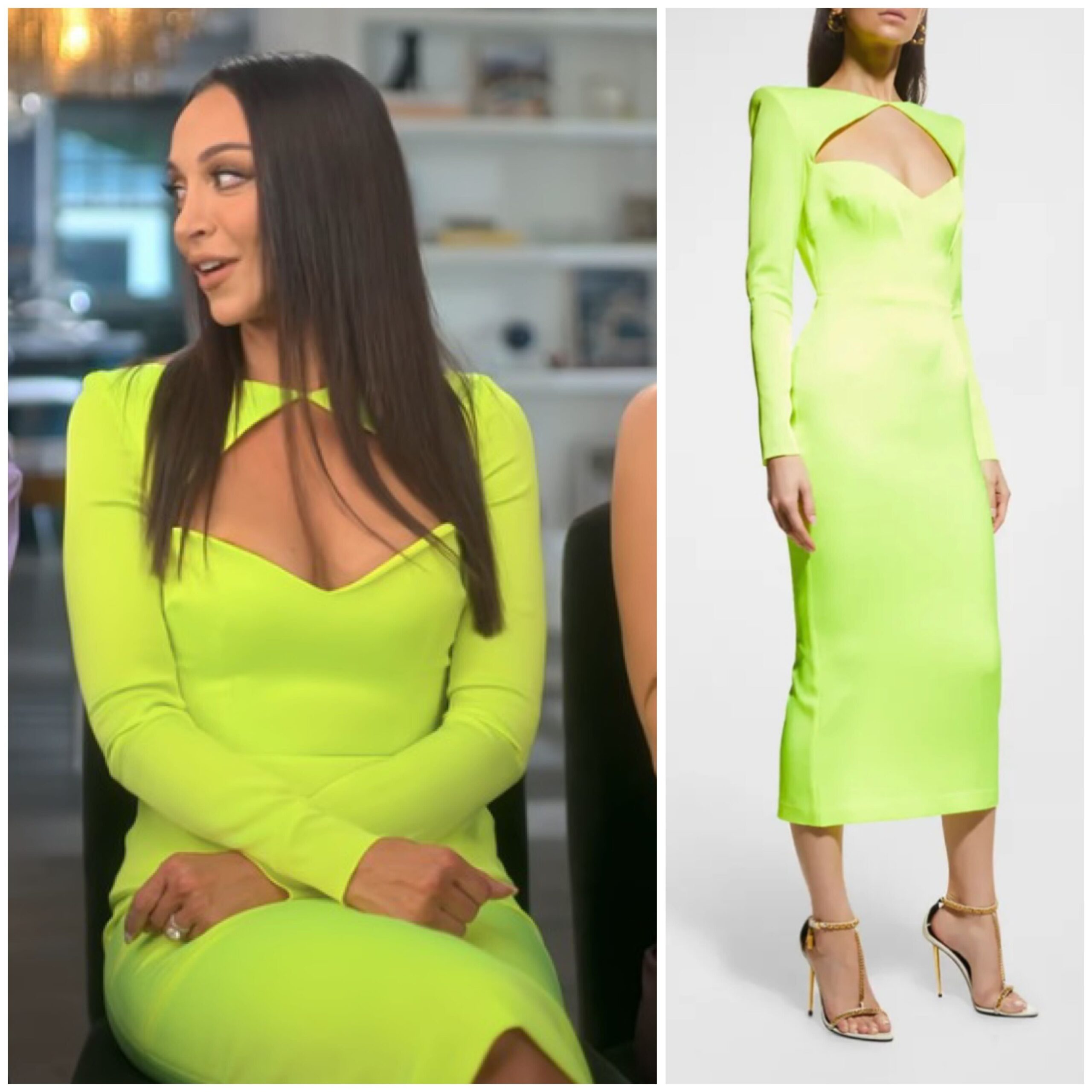 Farrah Aldjurie's Neon Yellow Cutout Confessional Dress
