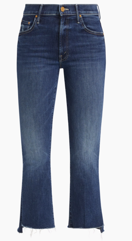 Kyle Richards' Dark Frayed Cropped Jeans