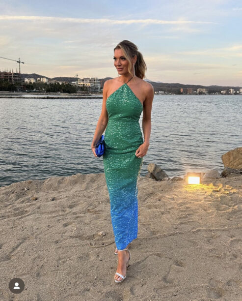 Lindsay Hubbard's Green and Blue Ombre Halterneck Dress