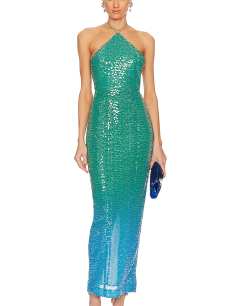 Lindsay Hubbard's Green and Blue Ombre Halterneck Dress