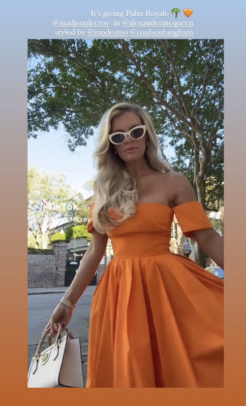 Madison LeCroy's Orange Off The Shoulder Dress