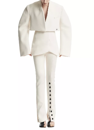 Marlo Hampton White Jacket and Button Detail Pants