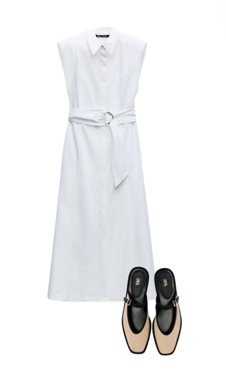 Naomie Olindo's White Belted Sleeveless Shirt Dress