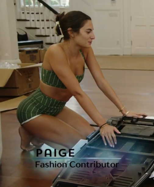 Paige DeSorbo's Green Striped Workout Set