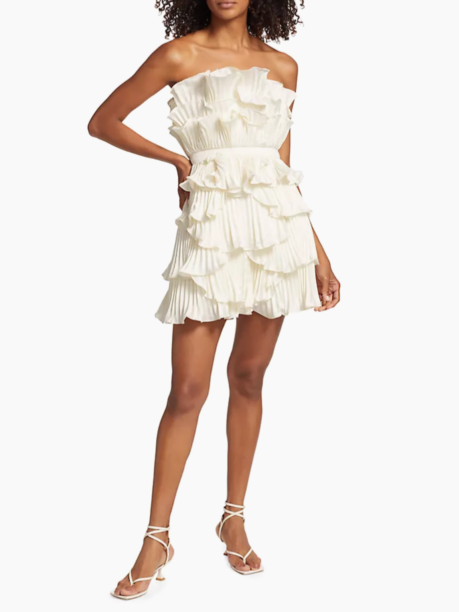 Lindsay Hubbard's White Strapless Ruffle Dress