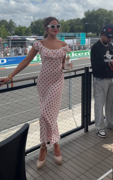 Brynn Whitfield's White and Red Polka Dot Dress