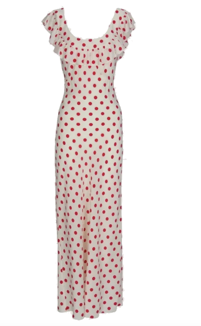 Brynn Whitfield's White and Red Polka Dot Dress