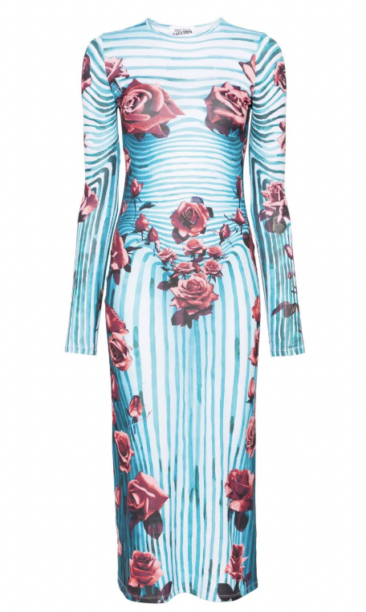 Dolores Catania Blue Striped Floral Dress