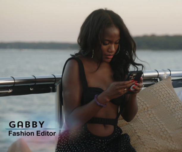 Gabby Prescod's Black Crochet Skirt Set