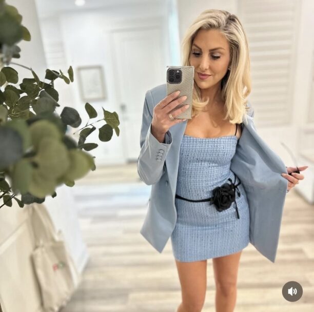 Gina Kirschenheiter's Blue Tweed Mini Dress