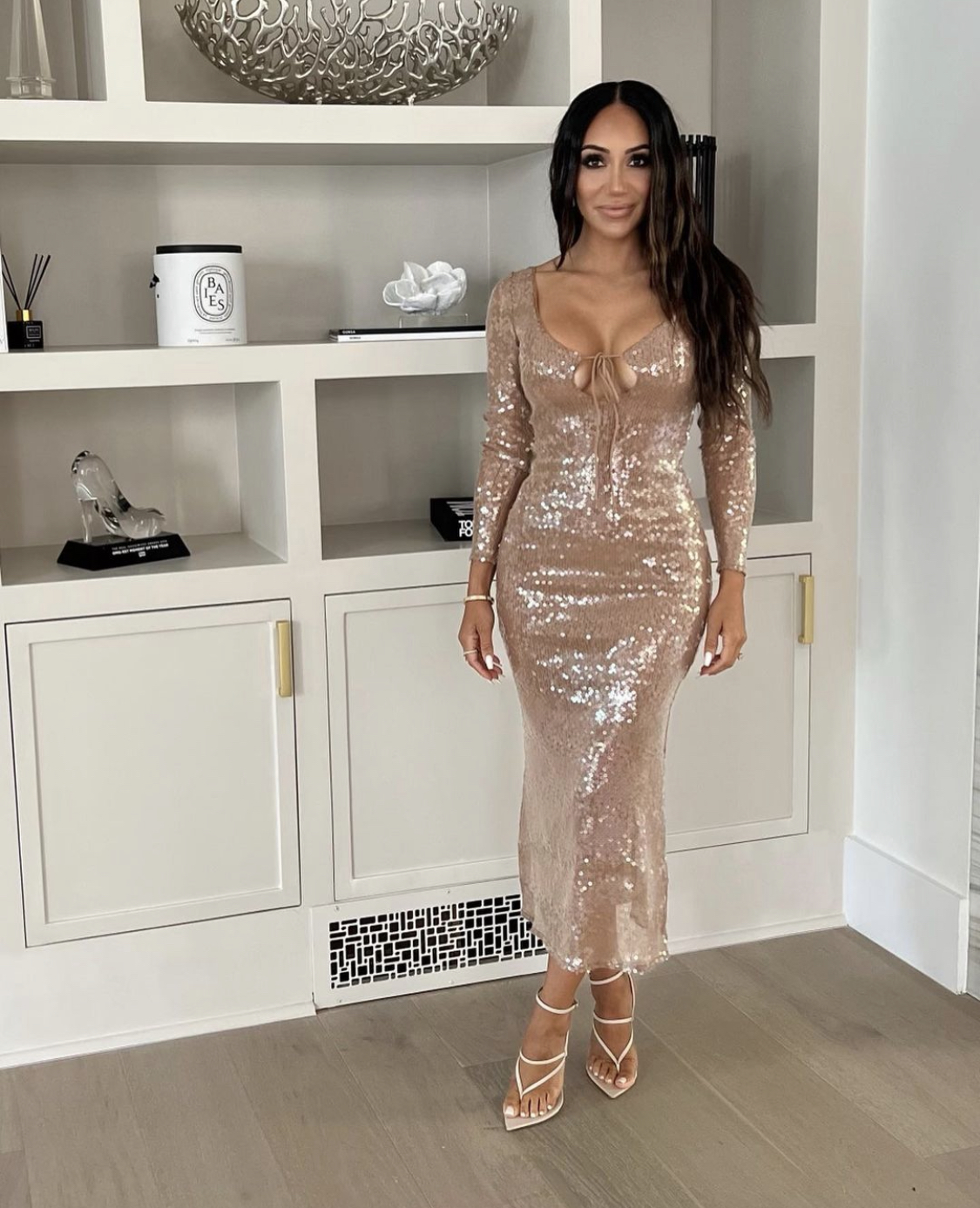 Melissa Gorga's Nude Sequin Long Sleeve Dress