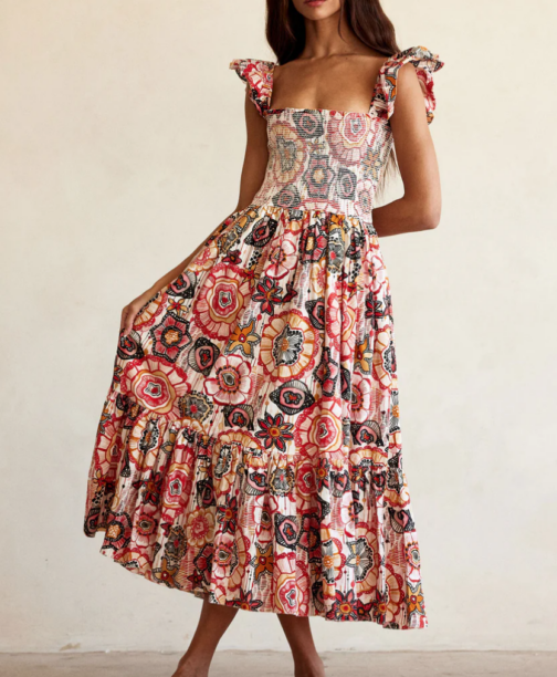 Jenn Fessler's Floral Smocked Maxi Dress
