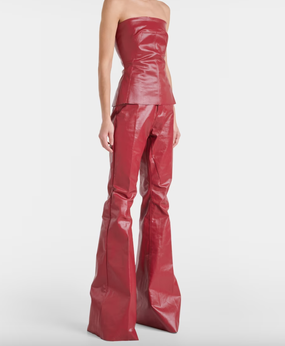 Lisa Barlow's Red Leather Strapless Top and Pants