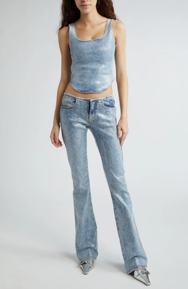 Paige DeSorbo's Embellished Denim Top and Jeans