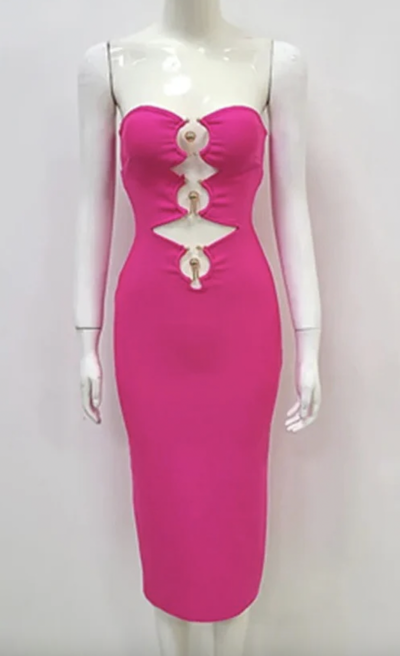 Tamra Judge's Pink Cutout Strapless Dress