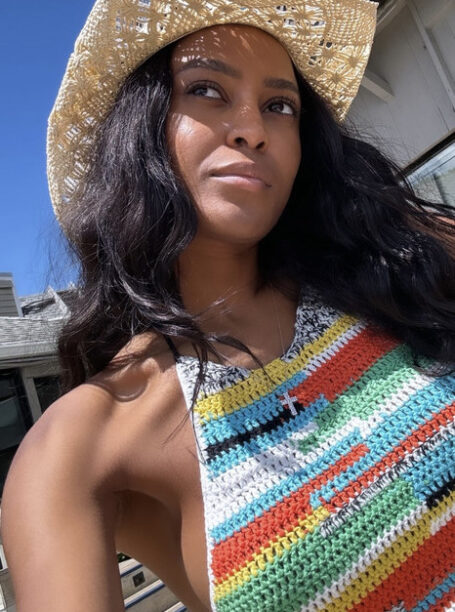 Ciara Miller's Multicolored Crochet Halter Top