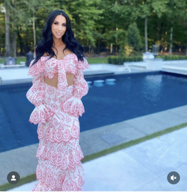 Rachel Fuda's White and Pink Embroidered Ruffle Skirt Set