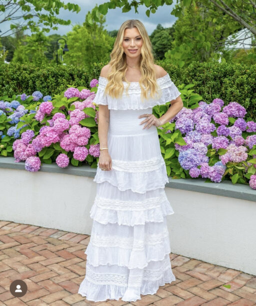 Lindsay Hubbard's White Ruffle Off The Shoulder Dress