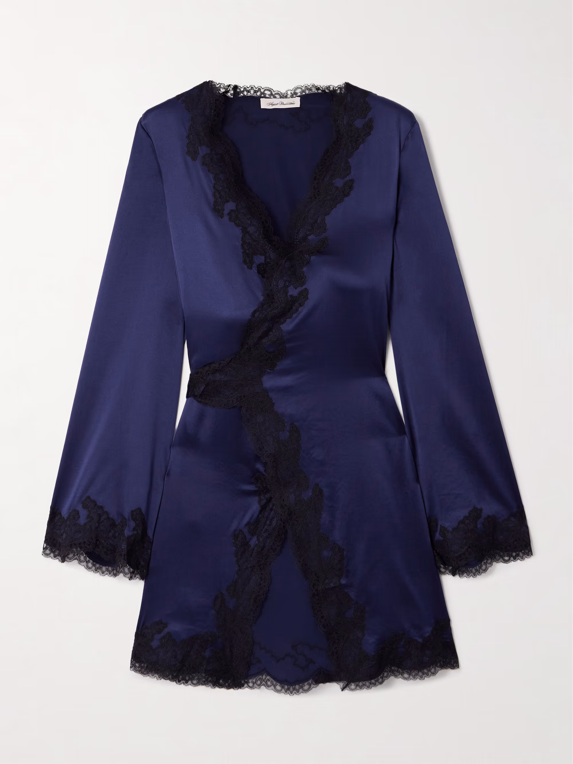 Lisa Hochstein's Navy Lace Trim Robe